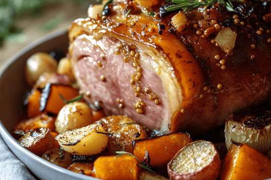 Honey & Mustard Glazed Gammon with Roasted Root Vegetables