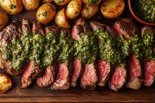 Juicy Gegrillte Steak mit pikanter Chimichurri -Sauce