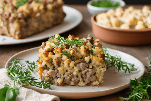 Herby -Wurstfleisch -Fleisch -Feaking mit Salbei und Zwiebel