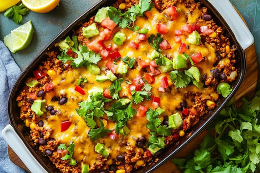 Schichtkäsiges Taco -Auflauf