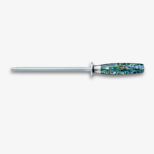 Chikashi (ちかし) Damas Chef Knife & Steel Set avec poignée d'ormeaux
