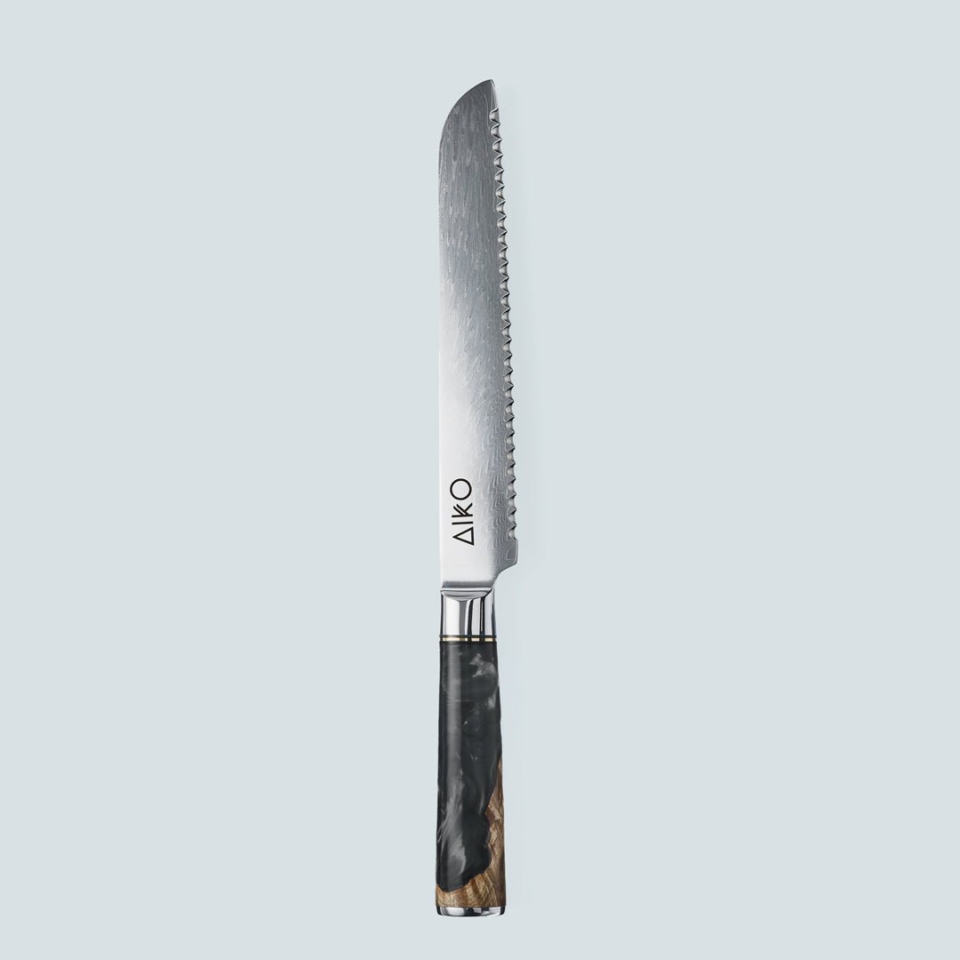 Aiko Black (あいこ, アイコ) Damascus stalen mes met gekleurde zwarte harshandgreep