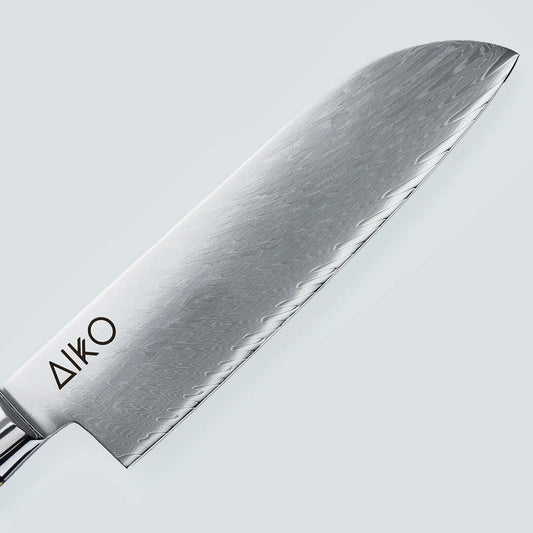 Aiko Bleu (あいこ, アイコ) Damas Steel Couteau avec manche en résine bleu colorée