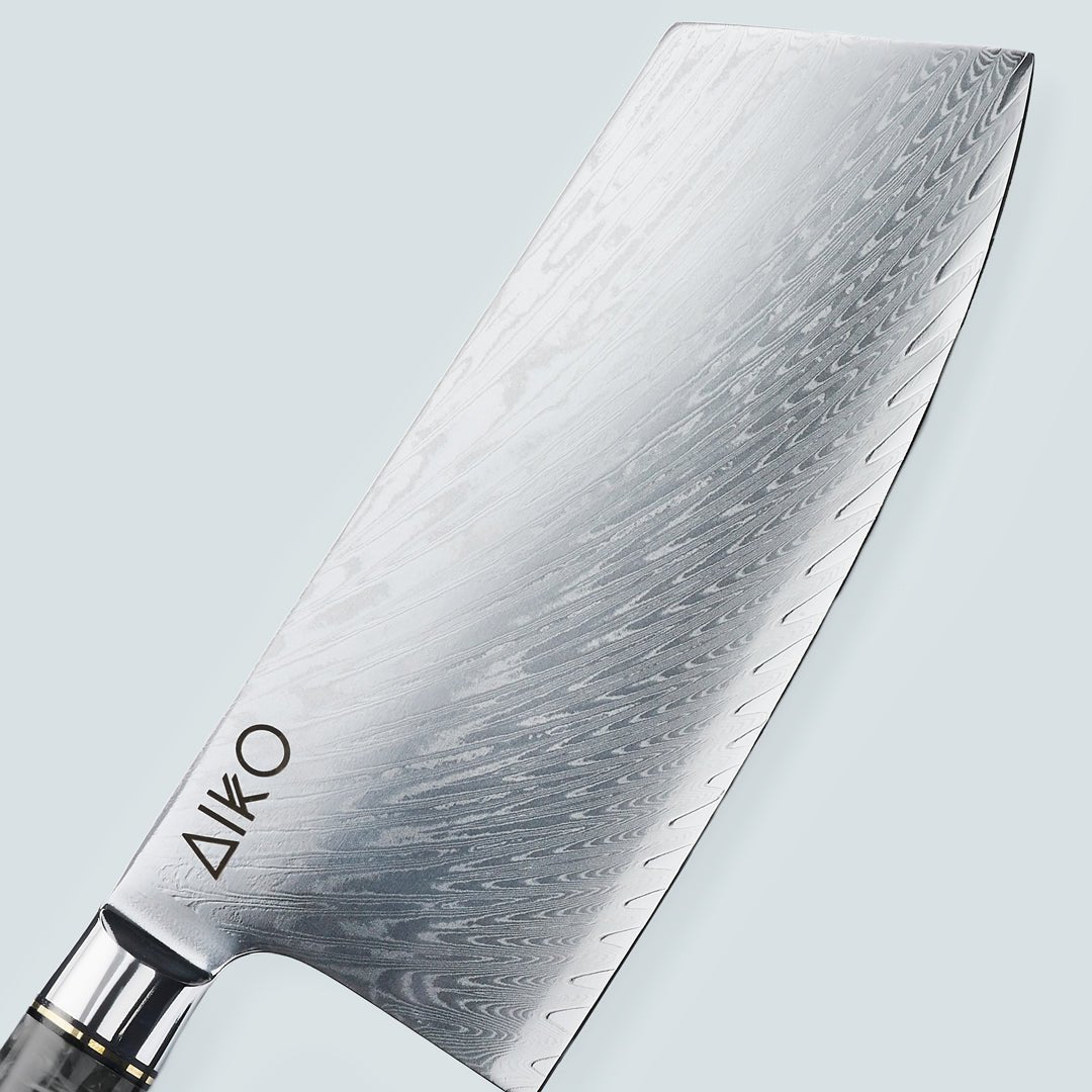 Aiko Black (あいこ, アイコ) Damascus stalen mes met gekleurde zwarte harshandgreep