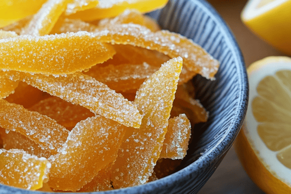 Zesty Glazed Candied Lemon Peel Ribbons