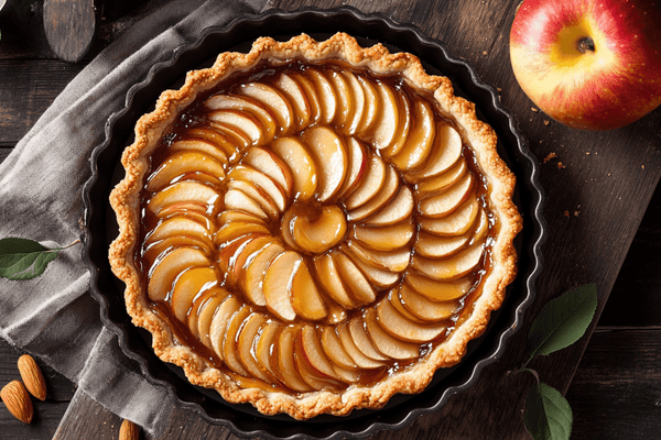 Caramel-Glazed Cosmic Crisp Apple Tart with Almond Pastry