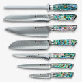 Chikashi Damaststahl-Messerset mit Abalone-Griff
