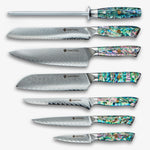 Chikashi Damascus stalen messenset met een abalone handvat