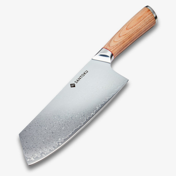 Haruta 7,7 Zoll VG10 japanisches Nakiri-Hackmesser aus Damaststahl mit Holzgriff und Scheide