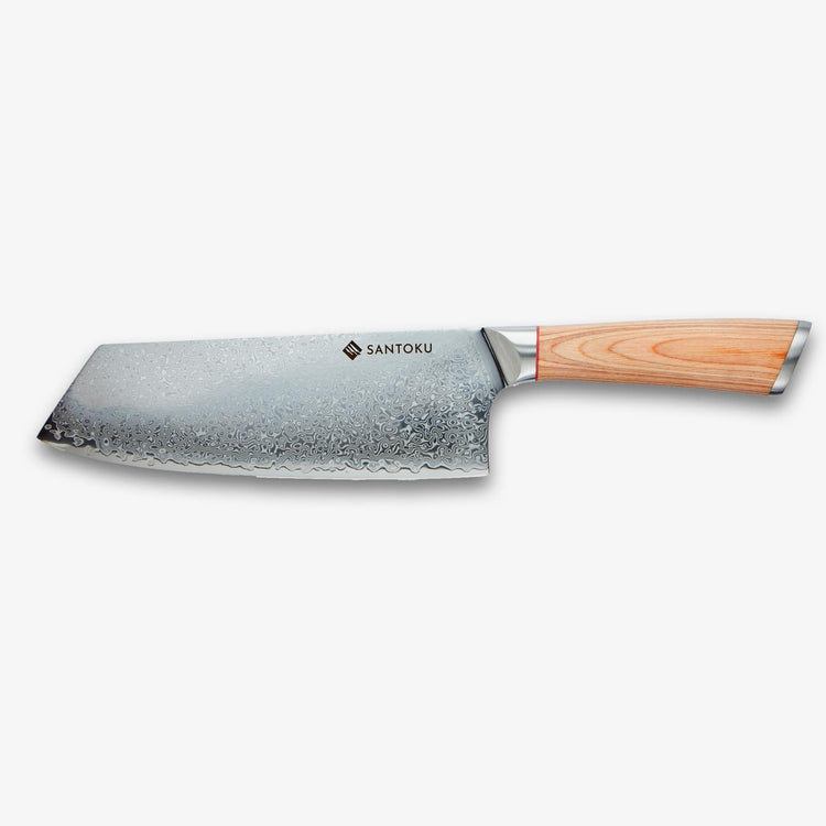 Haruta 7,7 Zoll VG10 japanisches Nakiri-Hackmesser aus Damaststahl mit Holzgriff und Scheide