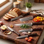 Yuhi 6-Piece Damascus-Pattern Kitchen Knife Set with Pakkawood Handles & Gift Box