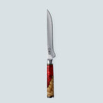 Aiko rood Damascus stalen mes met gekleurd rood harshandvat