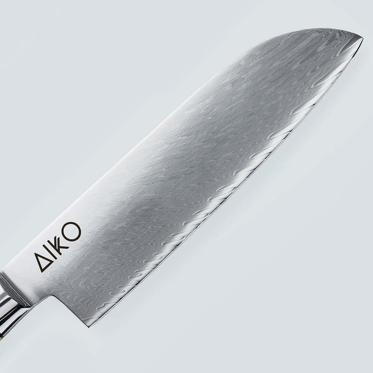 Aiko Blue Damascus Steel Knife with Coloured Blue Resin Handle